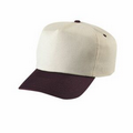 5 Panel Half Moon Cotton Twill Cap - Natural Beige